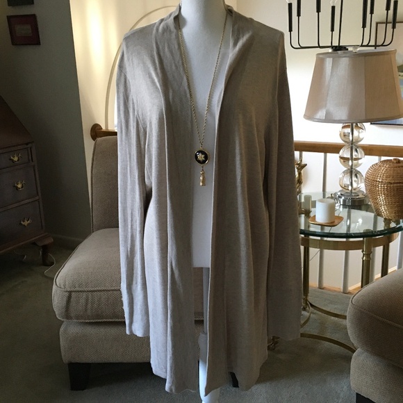 Row size XXL tan long cardigan sweater - Picture 5 of 6